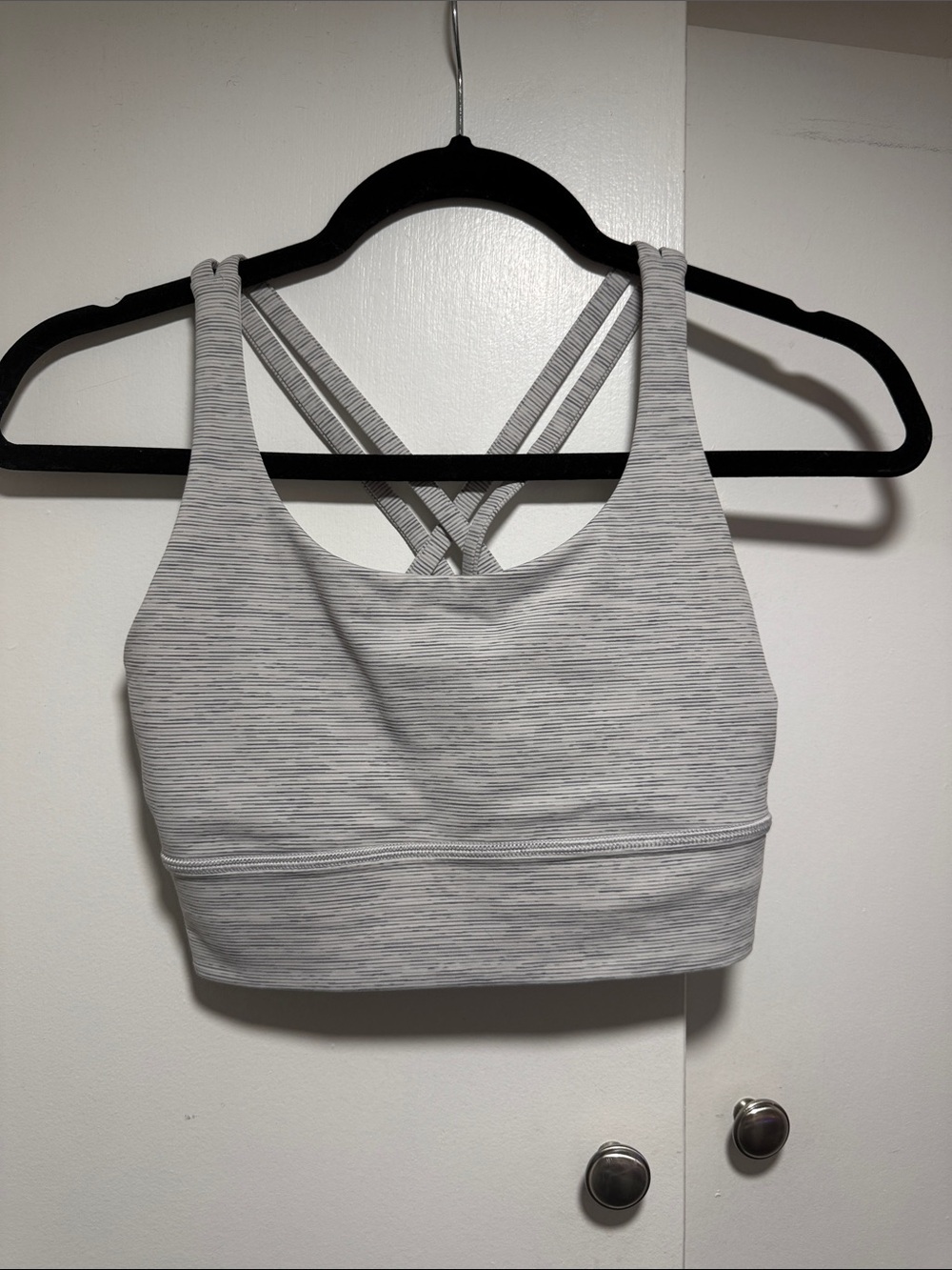 lululemon athletica Heathered Light Gray Cross-Back Sports Bra